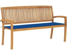 Sudedamas sodo suoliukas su pagalvėle, 159 cm, tikmedis