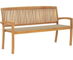 Sudedamas sodo suoliukas su pagalvėle, 159 cm, tikmedis