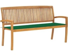 Sudedamas sodo suoliukas su pagalvėle, 159 cm, tikmedis