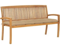 Sudedamas sodo suoliukas su pagalvėle, 159 cm, tikmedis