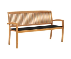Sudedamas sodo suoliukas su pagalvėle, 159 cm, tikmedis