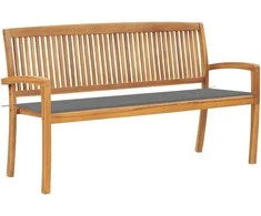 Sudedamas sodo suoliukas su pagalvėle, 159 cm, tikmedis