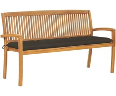 Sudedamas sodo suoliukas su pagalvėle, 159 cm, tikmedis