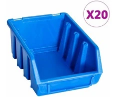Sudedamos sandėliavimo dėžės, 20vnt., mėlynos, plastikas