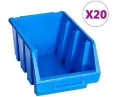 Sudedamos sandėliavimo dėžės, 20vnt., mėlynos, plastikas