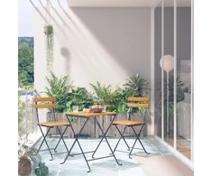 Lauko baldų komplektas Sulankstomas bistro baldų komplektas, 3d., akacijos masyvas