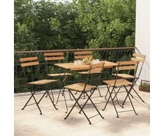 Lauko baldų komplektas Sulankstomas bistro komplektas, 7 dalių, akacija ir plienas