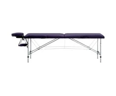 Sulankstomas masažo stalas, violetinis, aliuminis, 2 zonų
