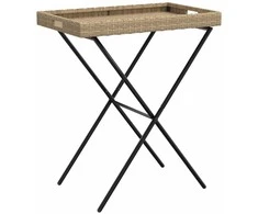 Sulankstomas padėklas-stalas, smėlio, 65x40x75cm, poliratanas