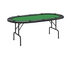 Sulankstomas pokerio stalas, žalias, 206x106x75cm, 10 žaidėjų