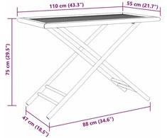 Sulankstomas sodo stalas, 110x55x75cm, bambukas