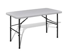 Sulankstomas sodo stalas, baltos spalvos, 122cm, HDPE