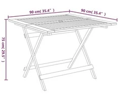 Sulankstomas sodo stalas, 90x90x75cm, akacijos medienos masyvas