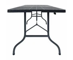 Sulankstomas sodo stalas, juodas, 180x75x72cm, HDPE