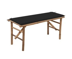 Sulankstomas sodo suoliukas su pagalvėle, 118cm, bambukas