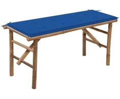 Sulankstomas sodo suoliukas su pagalvėle, 118cm, bambukas