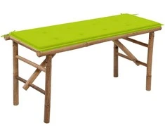 Sulankstomas sodo suoliukas su pagalvėle, 118cm, bambukas