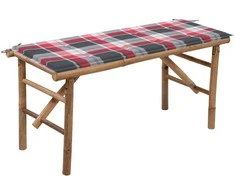 Sulankstomas sodo suoliukas su pagalvėle, 118cm, bambukas