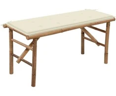 Sulankstomas sodo suoliukas su pagalvėle, 118cm, bambukas