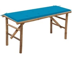 Sulankstomas sodo suoliukas su pagalvėle, 118cm, bambukas