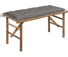 Sulankstomas sodo suoliukas su pagalvėle, 118cm, bambukas