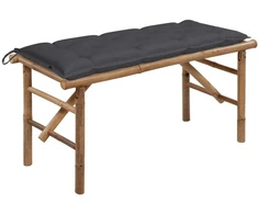 Sulankstomas sodo suoliukas su pagalvėle, 118cm, bambukas