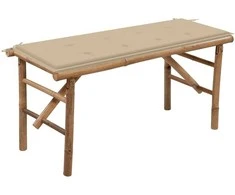 Sulankstomas sodo suoliukas su pagalvėle, 118cm, bambukas