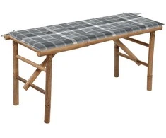 Sulankstomas sodo suoliukas su pagalvėle, 118cm, bambukas