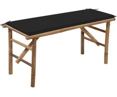 Sulankstomas sodo suoliukas su pagalvėle, 118cm, bambukas