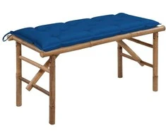 Sulankstomas sodo suoliukas su pagalvėle, 118cm, bambukas