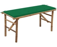 Sulankstomas sodo suoliukas su pagalvėle, 118cm, bambukas