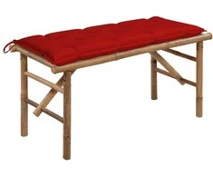 Sulankstomas sodo suoliukas su pagalvėle, 118cm, bambukas