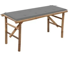 Sulankstomas sodo suoliukas su pagalvėle, 118cm, bambukas