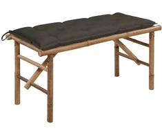 Sulankstomas sodo suoliukas su pagalvėle, 118cm, bambukas