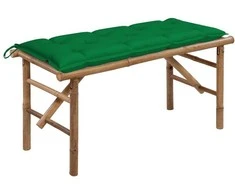 Sulankstomas sodo suoliukas su pagalvėle, 118cm, bambukas