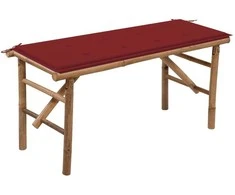 Sulankstomas sodo suoliukas su pagalvėle, 118cm, bambukas