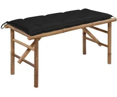 Sulankstomas sodo suoliukas su pagalvėle, 118cm, bambukas