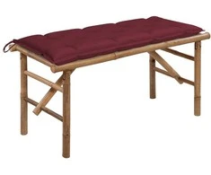 Sulankstomas sodo suoliukas su pagalvėle, 118cm, bambukas