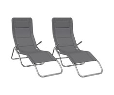 Sofa Sulankstomi saulės gultai, 2vnt., pilki, tekstilenas ir plienas