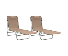 Sofa Sulankstomi saulės gultai, 2vnt., taupe, tekstilenas ir plienas