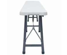 Sulankstomi sodo suoliukai, 2vnt., baltos spalvos, 180cm, HDPE