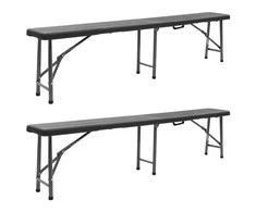 Sulankstomi sodo suoliukai, 2vnt., juodos spalvos, 180cm, HDPE