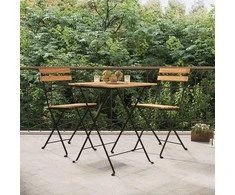Sulankstomos bistro kėdės, 2vnt., tikmedžio masyvas ir plienas