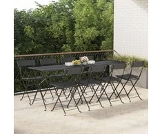 Sulankstomos bistro kėdės, 8vnt., juodos, poliratanas/plienas