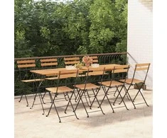 Sulankstomos bistro kėdės, 8vnt., tikmedžio masyvas ir plienas
