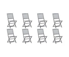 Sulankstomos lauko kėdės su pagalvėlėmis, 8vnt., akacija