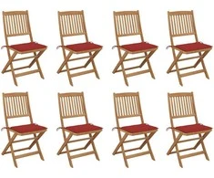 Sulankstomos lauko kėdės su pagalvėlėmis, 8vnt., akacija