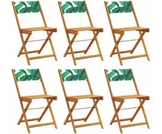 Sulankstomos sodo kėdės, 6vnt., žalios, audinys ir mediena