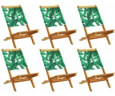 Sulankstomos sodo kėdės, 6vnt., žalios, audinys ir mediena
