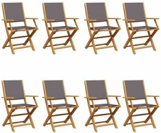 Sulankstomos sodo kėdės, 8vnt., antracito, audinys/mediena